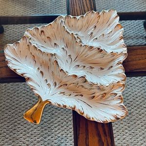 Vintage Hand Painted White Christmas Tree Tray